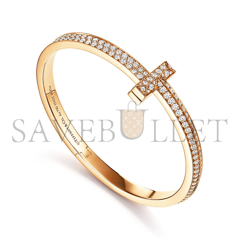 TIFFANY T1 WIDE DIAMOND HINGED BANGLE IN YELLOW GOLD 68127262